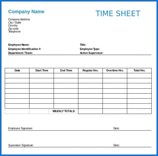 √ Free Printable Employee Timesheet Template