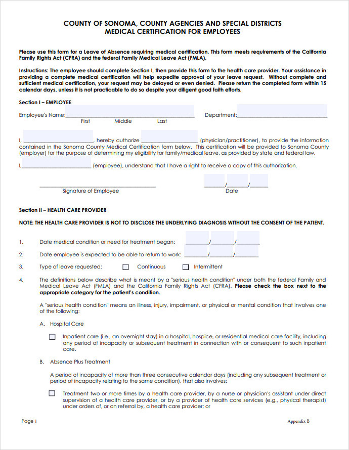 Employment Medical Certificate Template