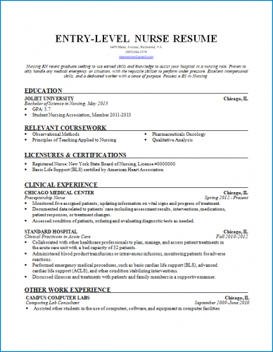 √ Entry Level Resume Template Word