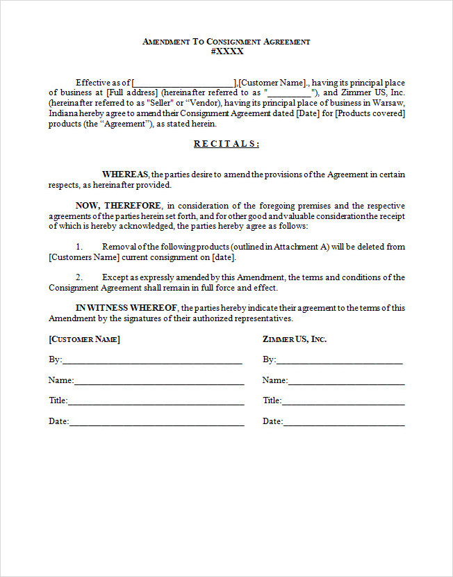 Equipment Consignment Agreement Template Word