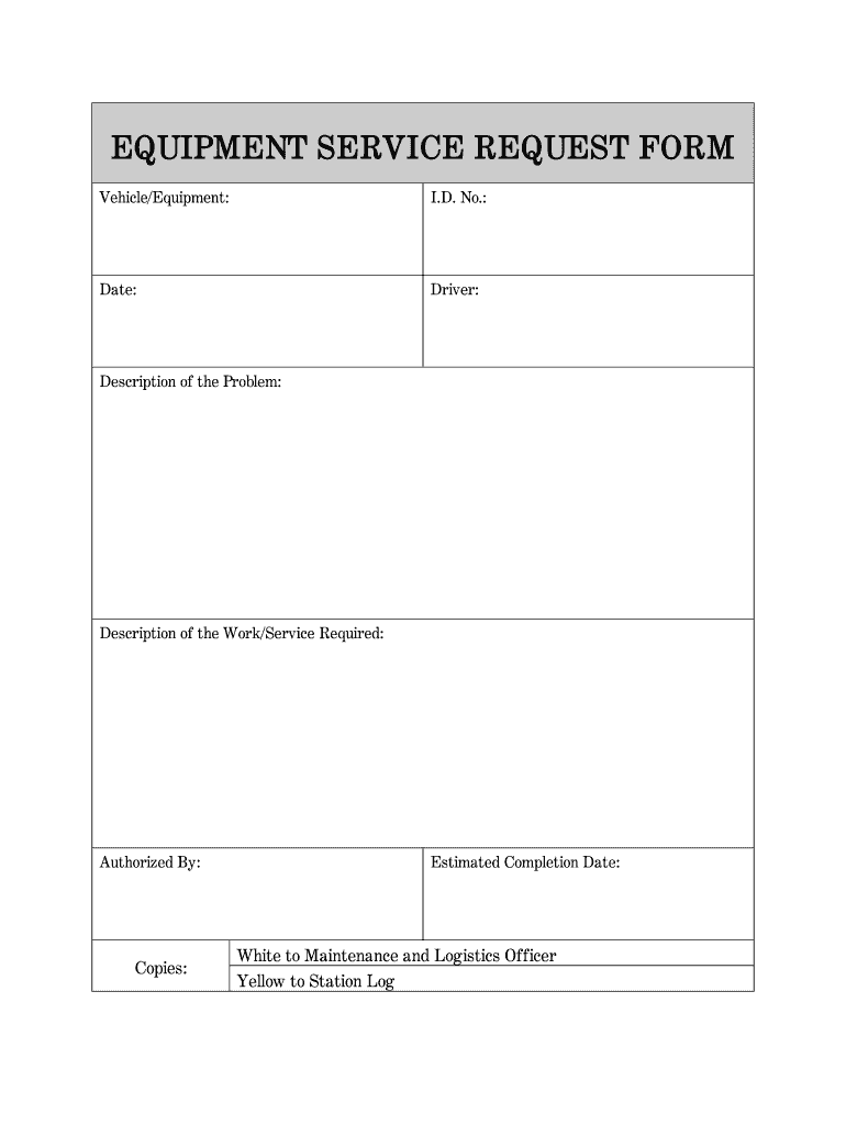 Equipment Request Log Template Sample