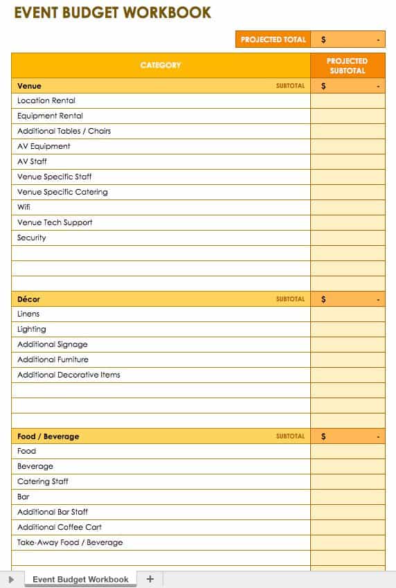 Event Money Management Template Example