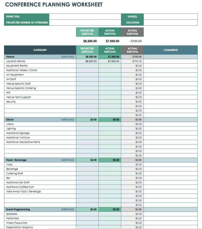 Event Money Management Template Sample