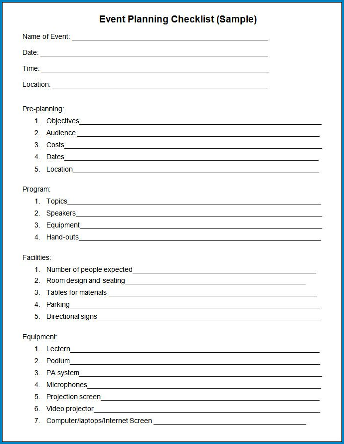 Event Planner Template Example