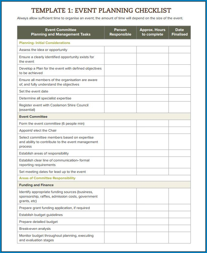 Event Planner Template Sample