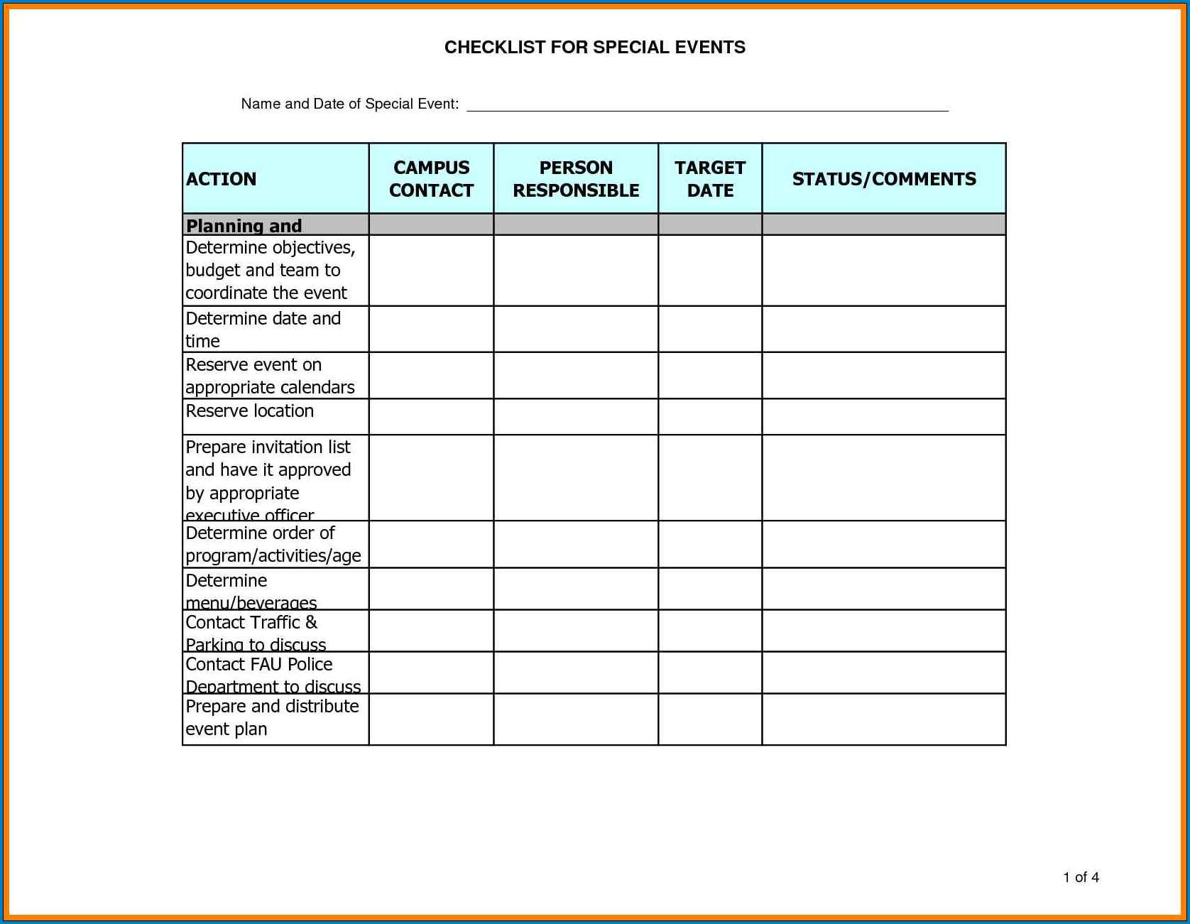 Event Planning Template Example