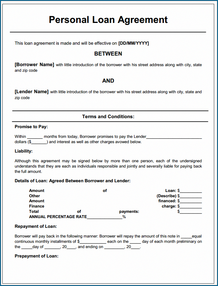 Example of Agreement Between Two Parties For Money