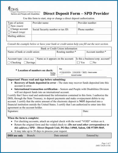 free printable bank direct deposit form template