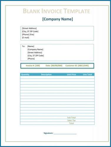 √ Free Printable Blank Invoice Template