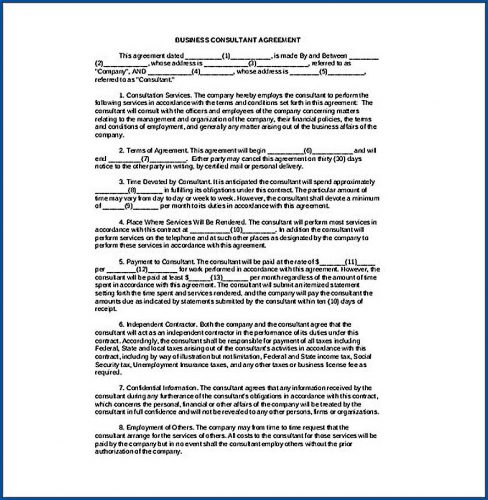 √ Free Printable Business Consulting Contract Template