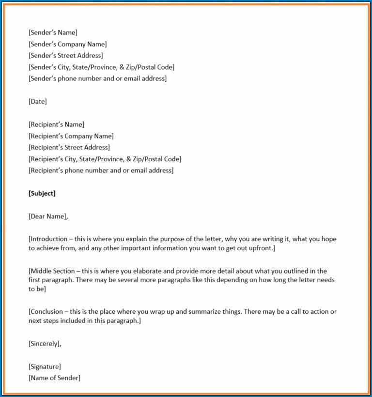 √ Free Printable Business Letter Template