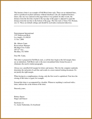 √ Free Printable Business Letter Template Word