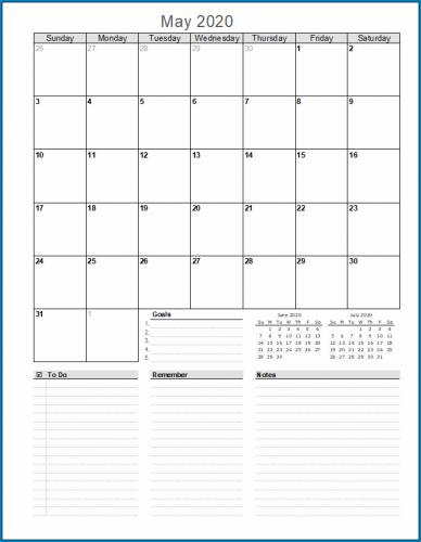 √ Calendar With To Do List Template