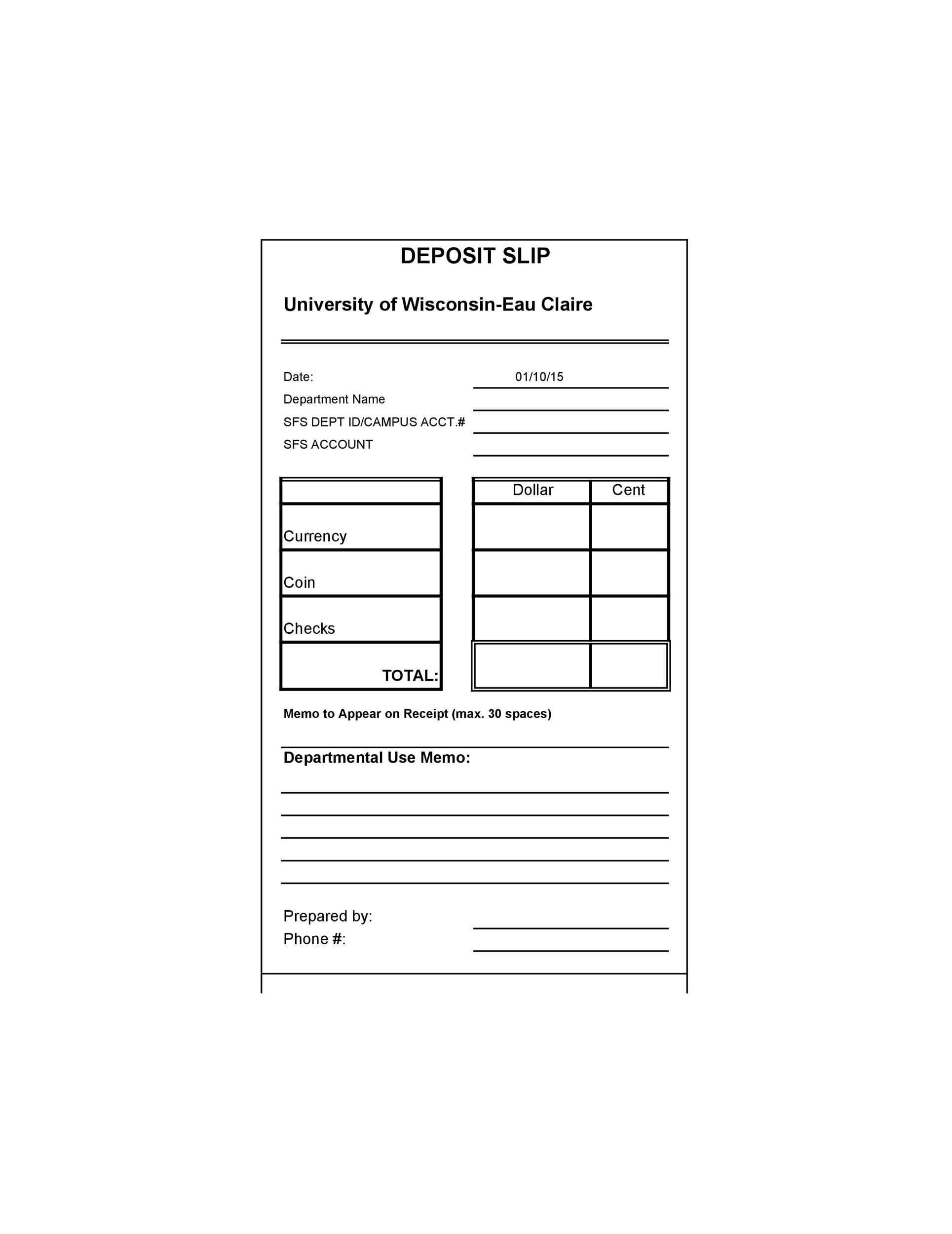 Example of Cash Deposit Ticket Template