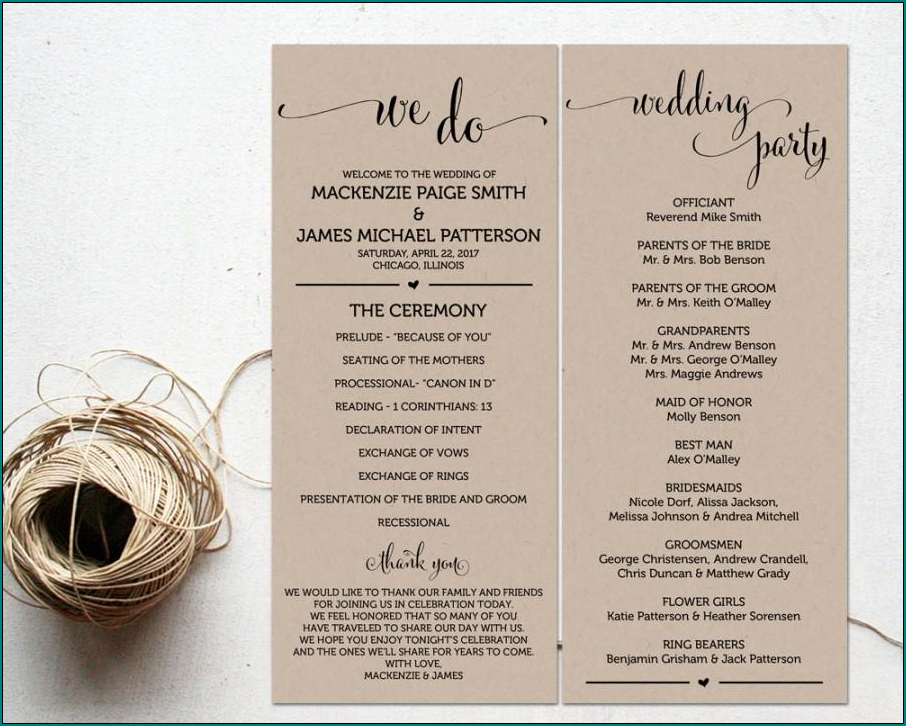 Example of Ceremony Program Template