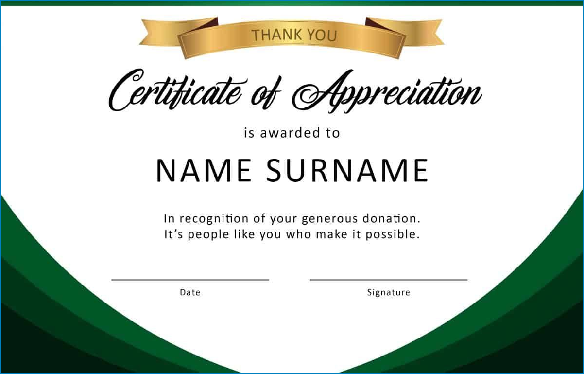 Example of Certificate Of Appreciation Template