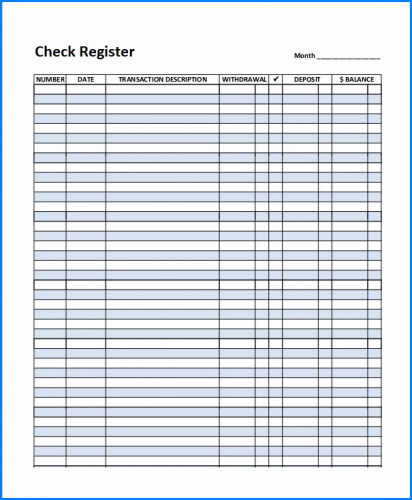 √ Free Check Register Template Excel