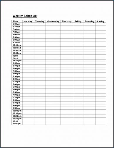 √ Free Printable Class Schedule Template