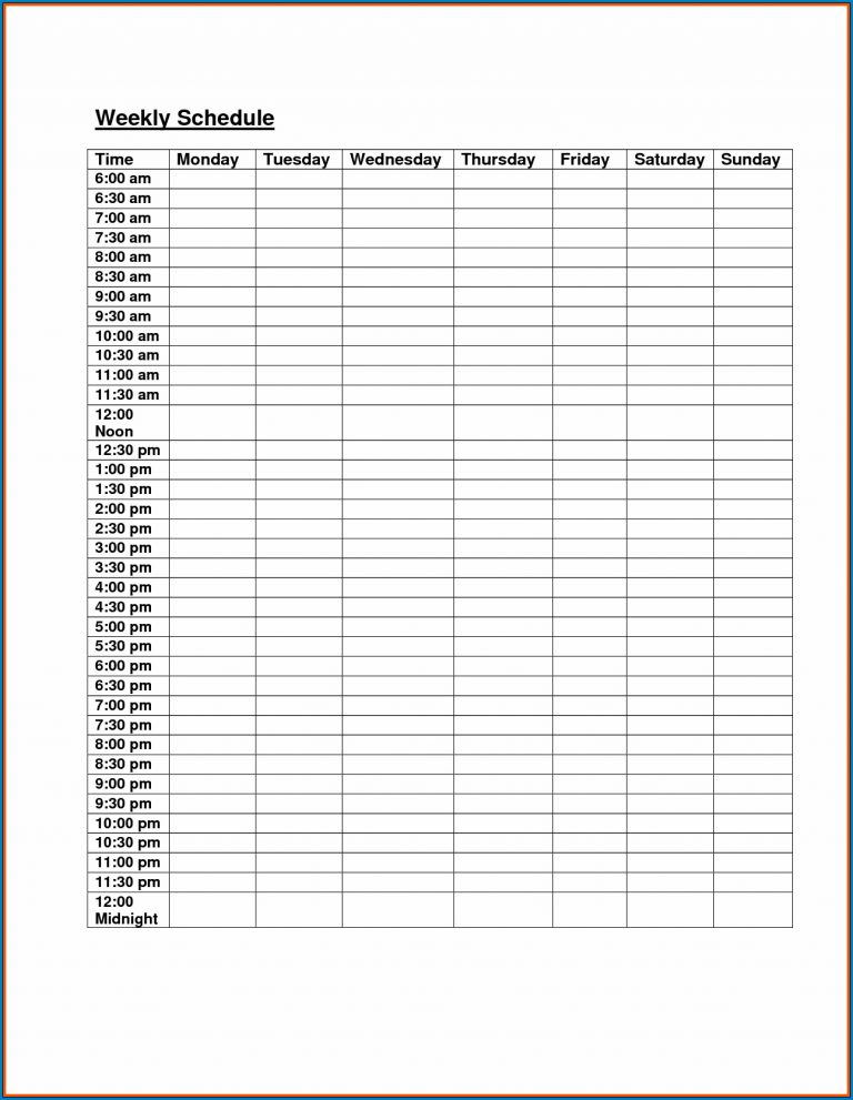 √ Free Printable Class Schedule Template