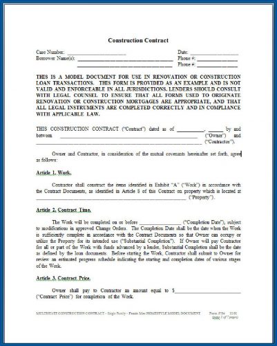 √ Construction Contract Template among Many Others