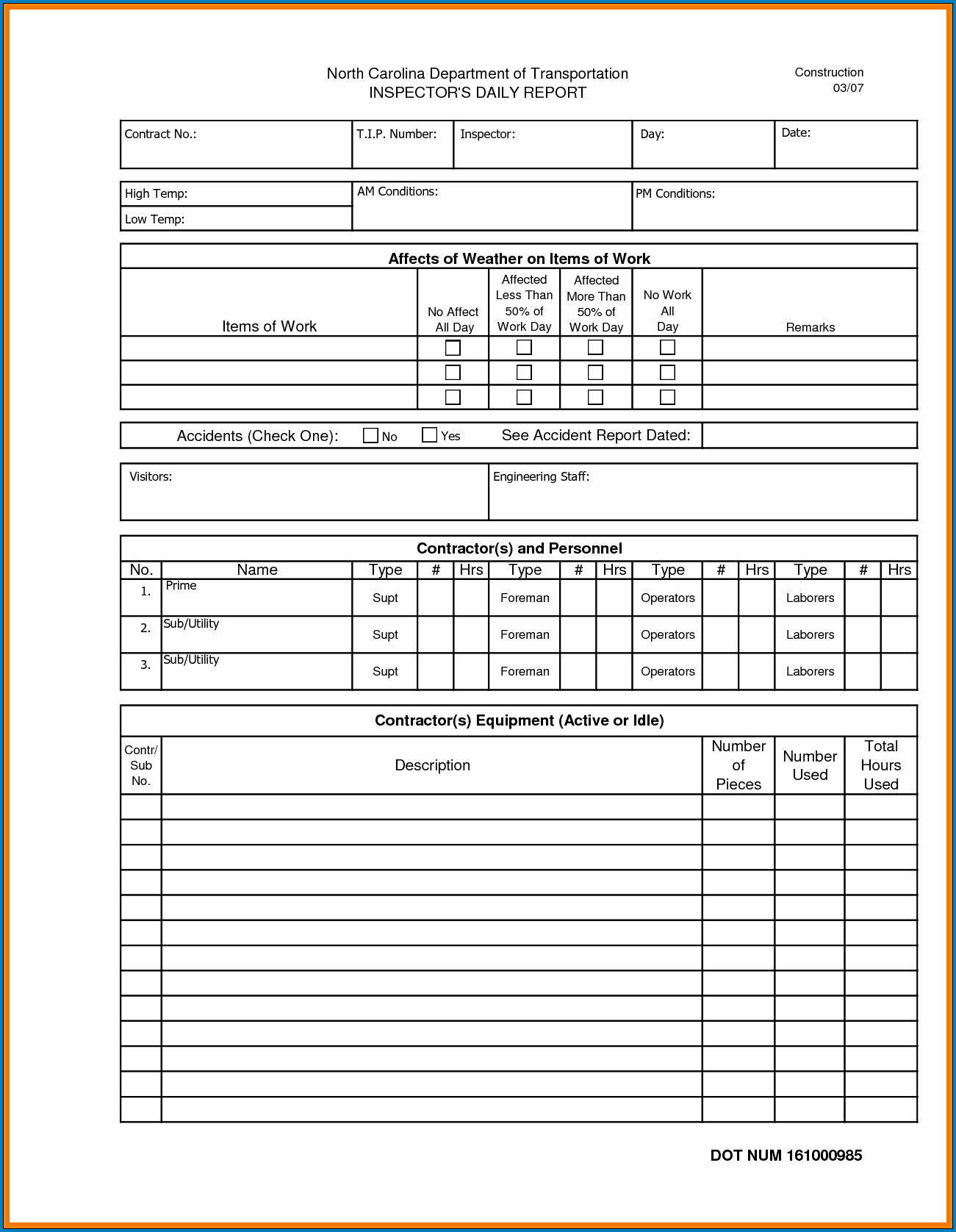  Free Editable Construction Daily Report Template