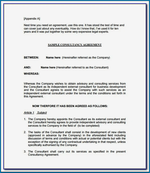 Example of Consultancy Agreement Template