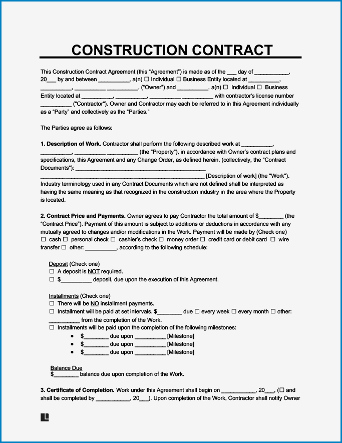 Example of Contractor Agreement Template