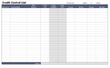 Example of Credit Control List Template | Templateral