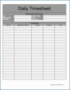 √ Free 4+ Samples of Daily Timesheet Template Excel