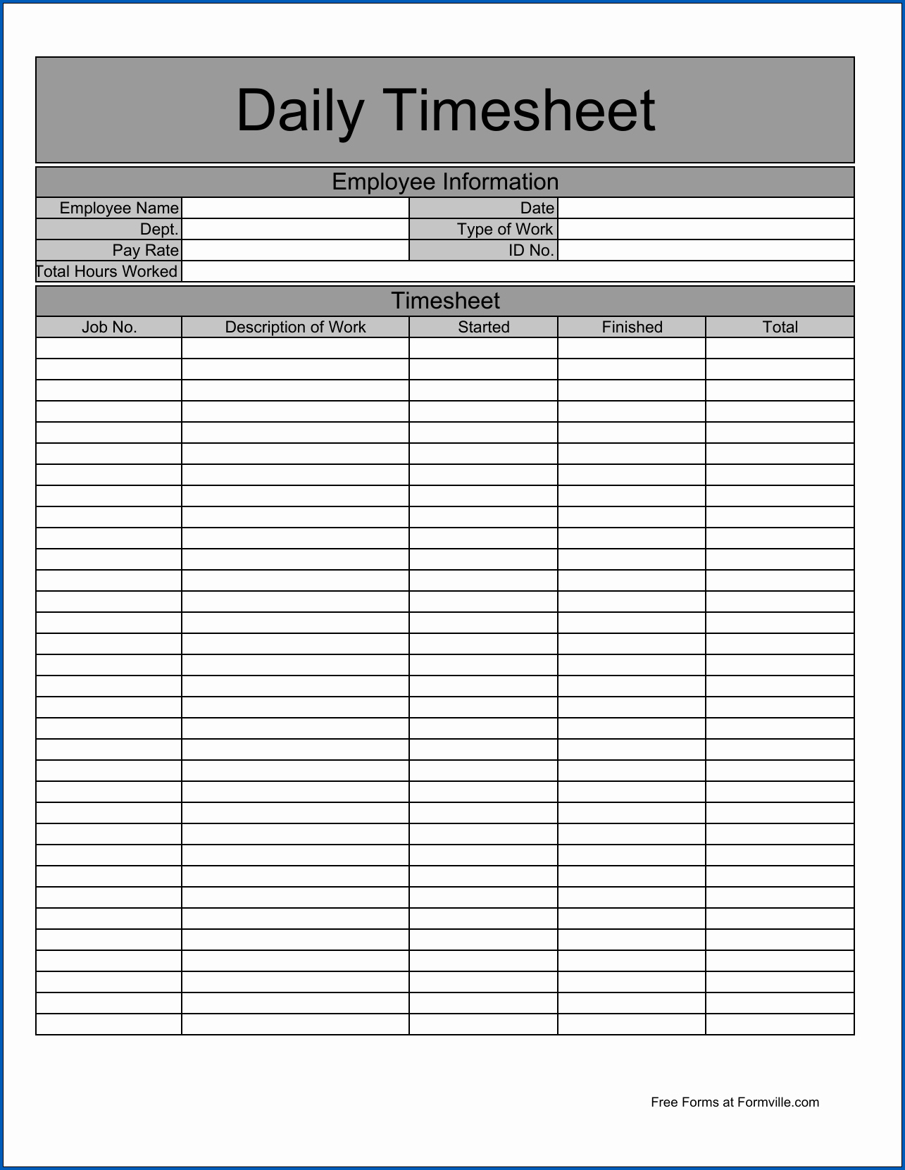  Free 4 Samples Of Daily Timesheet Template Excel