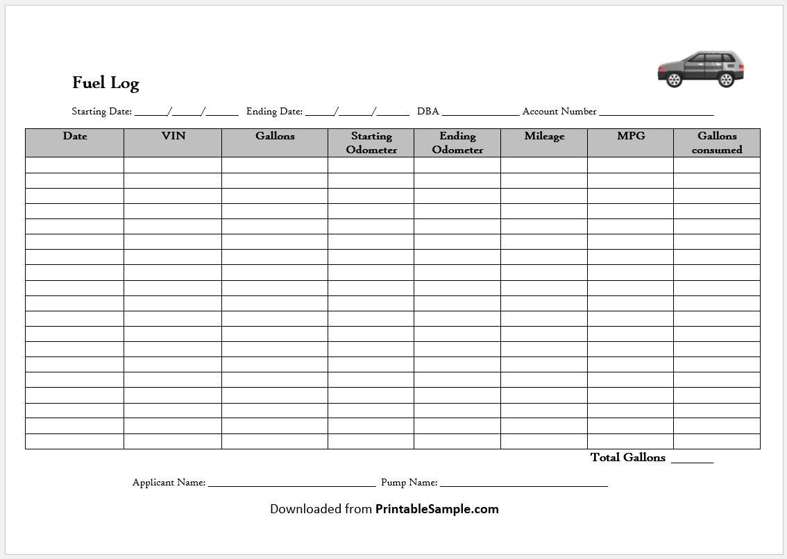 Example of Diesel Issue Slip Template