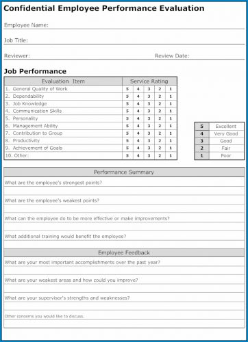 √ Free Printable Employee Performance Evaluation Form