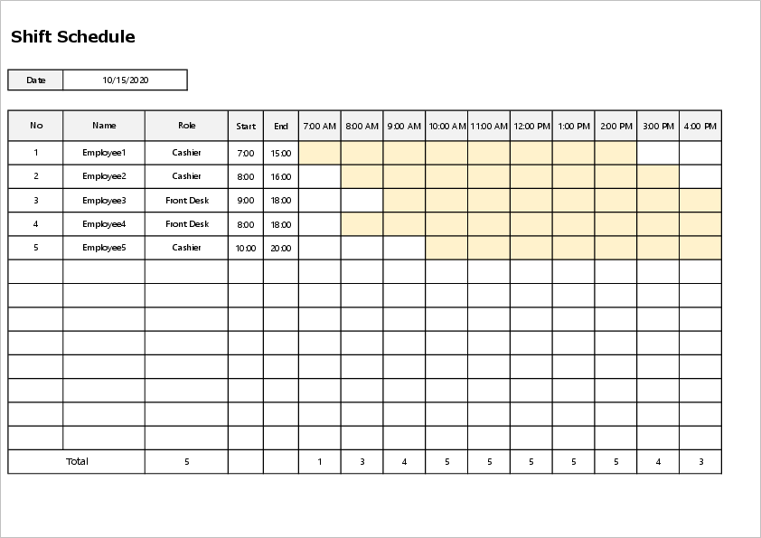 Example of Employee Shift Change Record Sheet Template