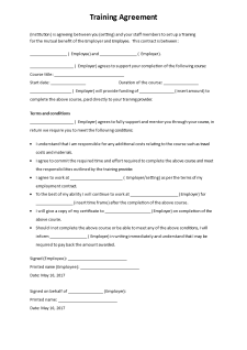 Example of Employee Training Agreement Template