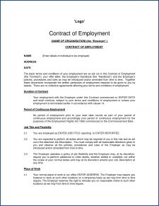 free printable employment contract template templateral