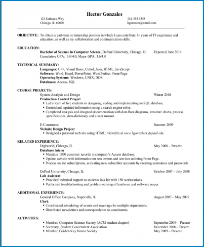 √ Free Printable Entry Level Resume Template