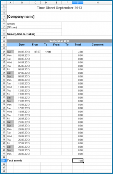 √ Free Printable Excel Timesheet Template Monthly