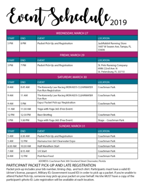 Example of Five Day Event Schedule Template