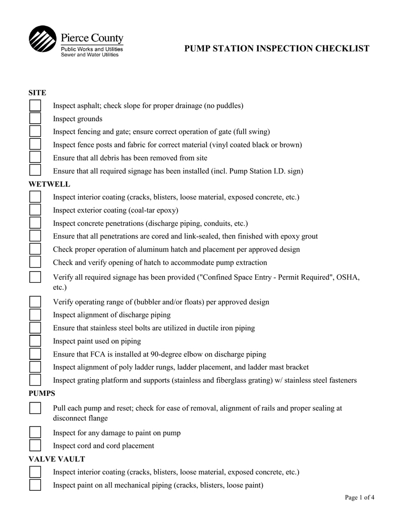 Example of Fuel Station Inspection Checklist Template