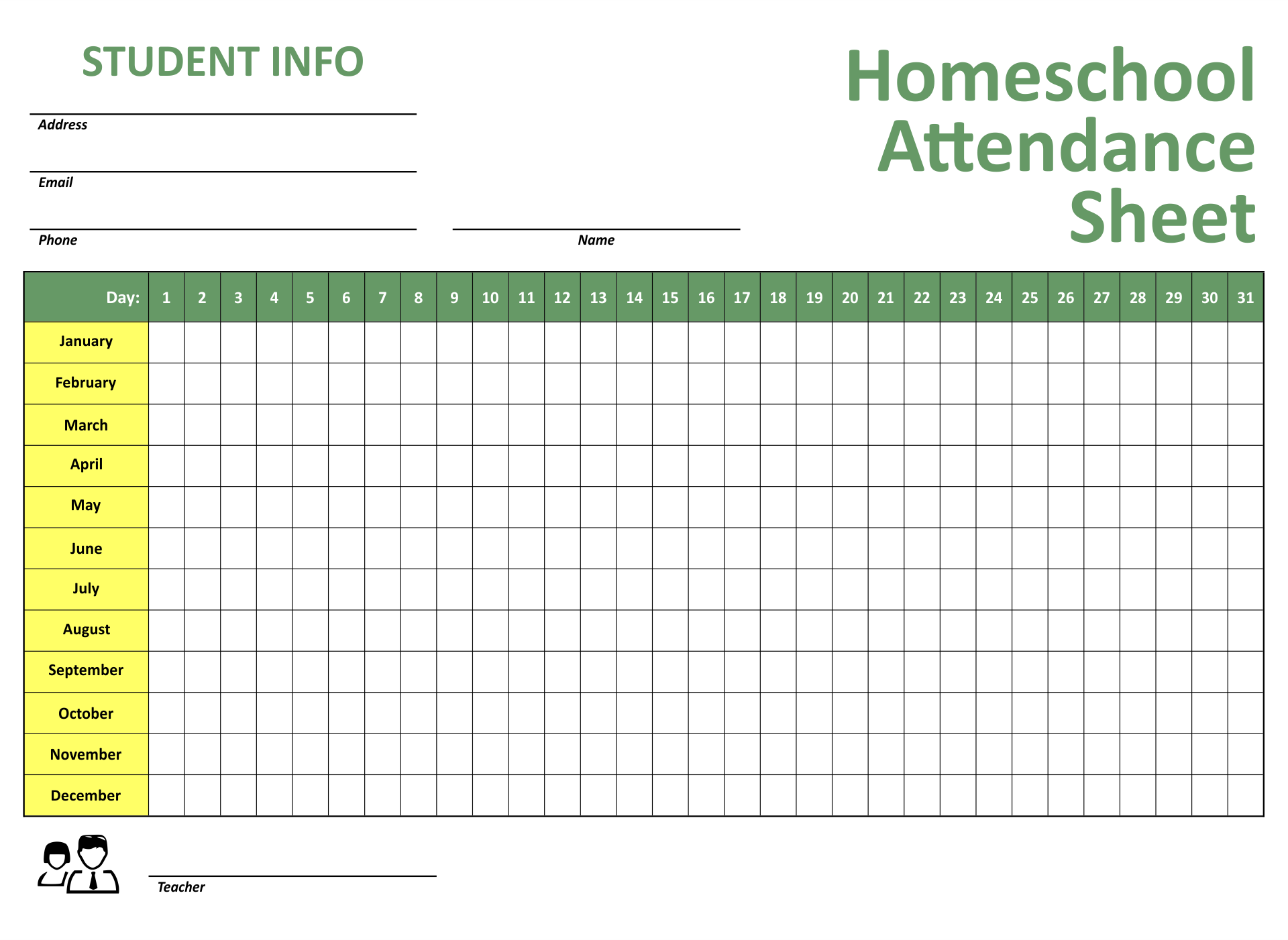 Example of Home Schooling Study Record Template