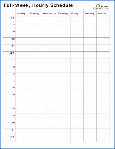 √ Free Printable Hourly Schedule Template