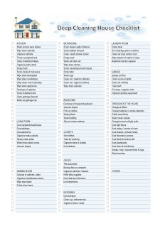 Example of House Cleaning Checklist Template