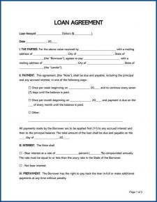 √ Free Printable Loan Contract Template