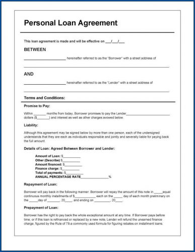 √ Free Printable Loan Repayment Contract Template 4459
