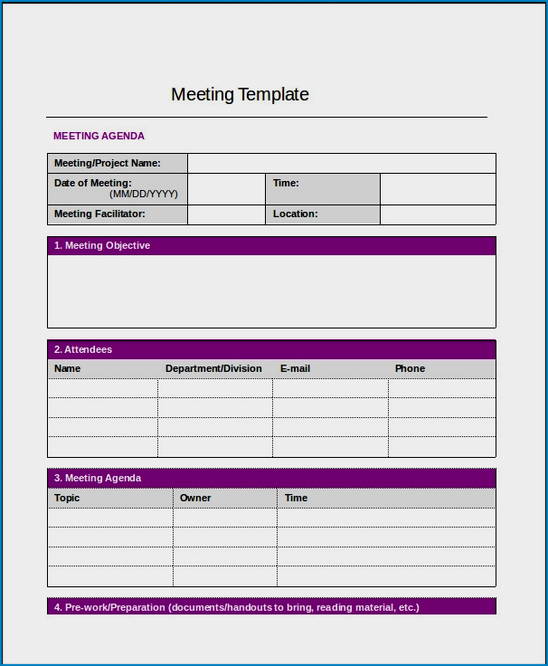 Example of Meeting Notes Template