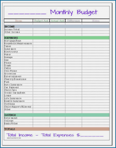 √ Free Printable Monthly Budget Template