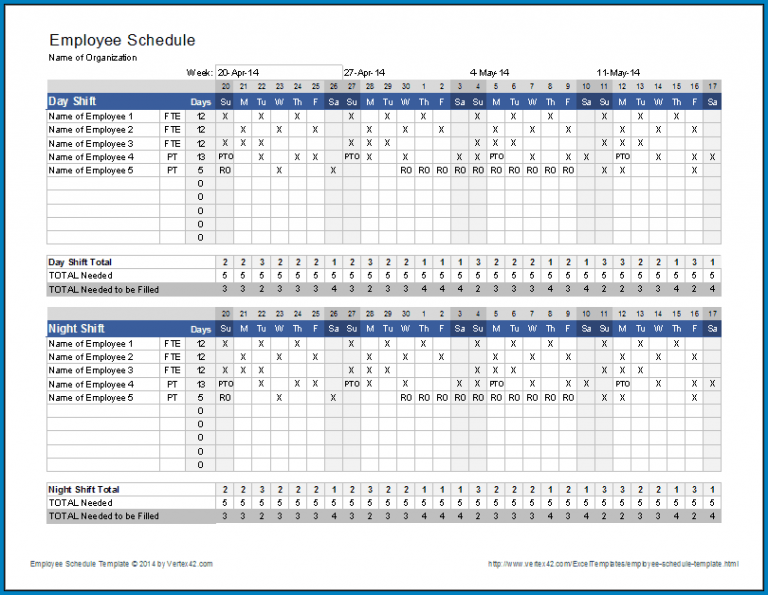 √ Free Printable Monthly Employee Schedule Template