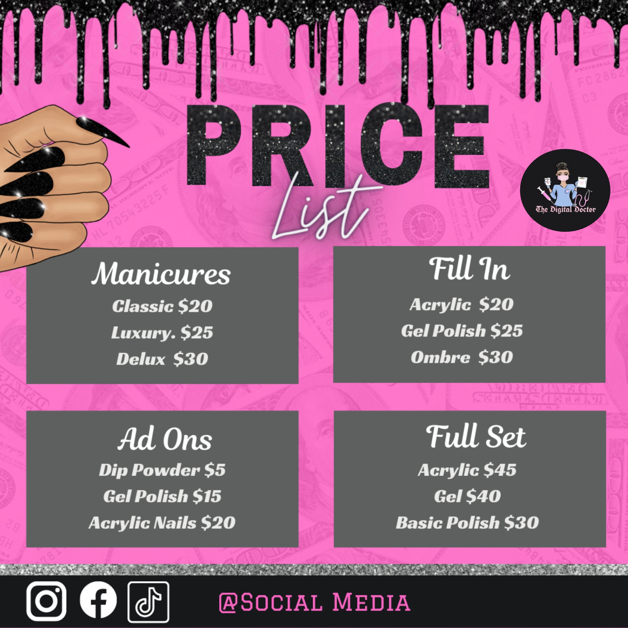 Example of Nail Salon Price List Template