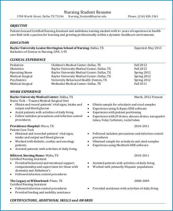 Example of New Grad Nursing Resume Template