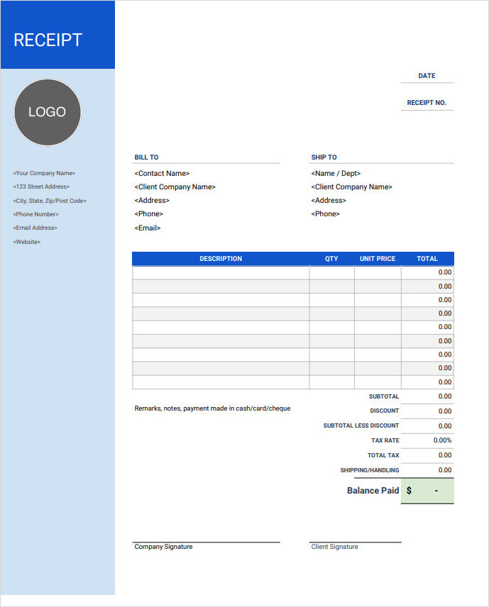 Example of Pawn Shop Receipt Template